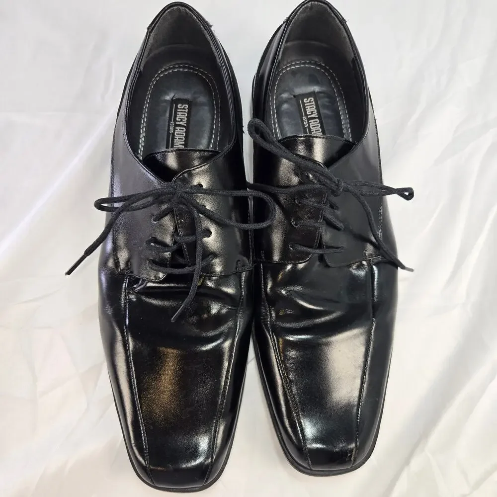 Stacy Adams Mens Size 10.5 M Black Leather Dress Derby Square Toe 20119-001